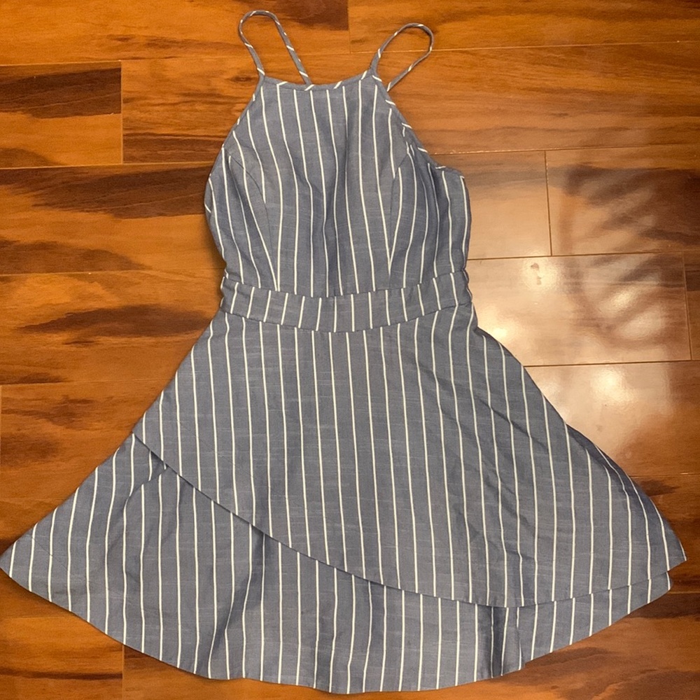 Blue and white striped summertime dress.